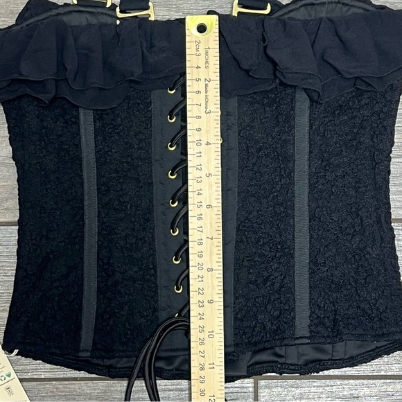 NWT $178 HAH Free People Seams Like A Princess Corset Small Top Noir Black Lace - Picture 15 of 16